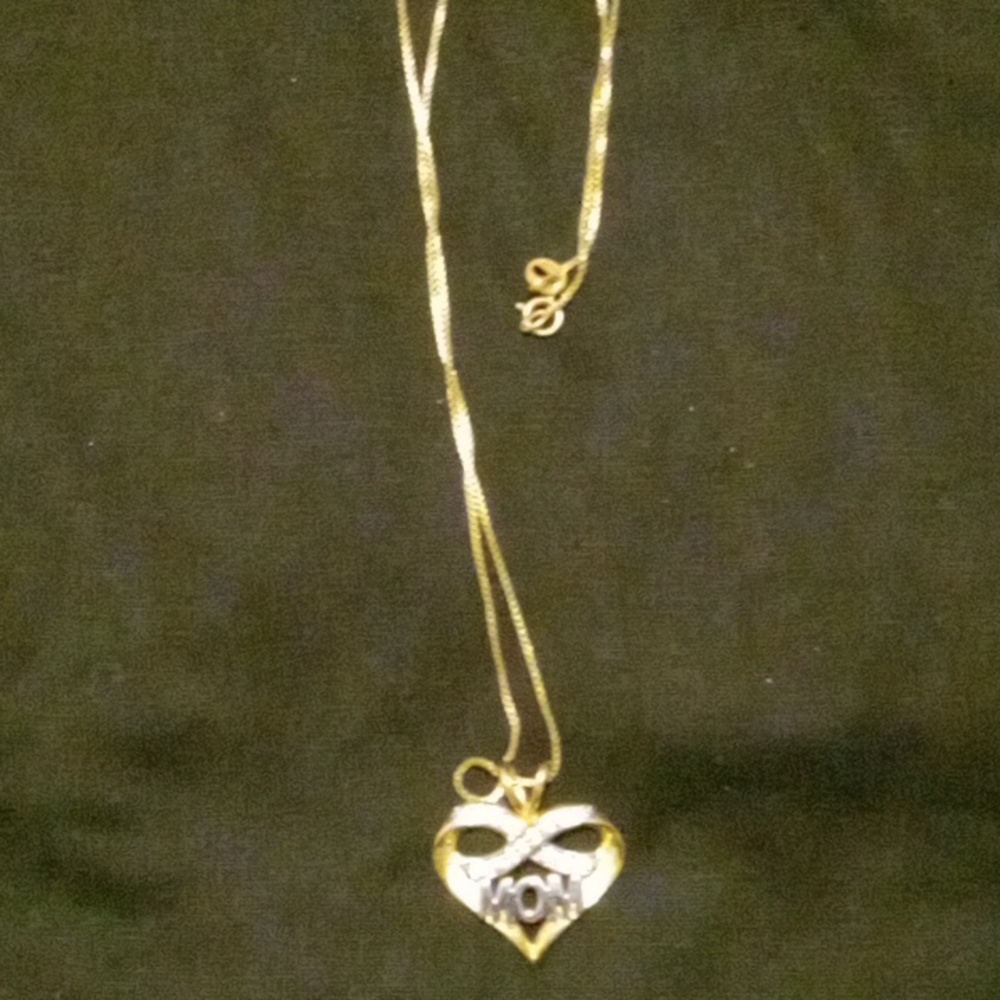 Gold and diamond Mom necklace